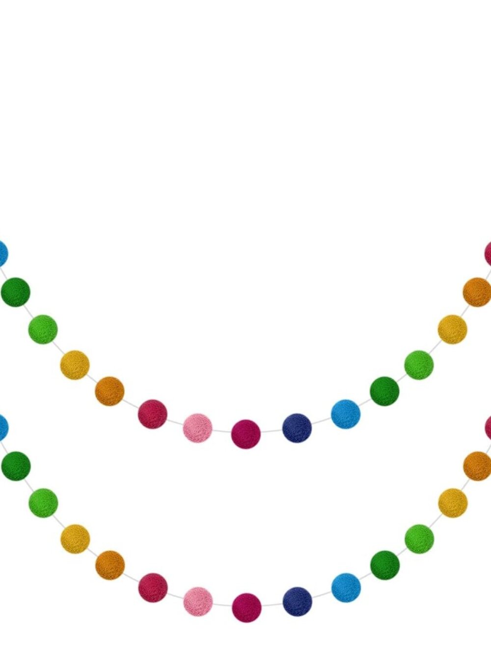 2 Pieces Wool Felt Ball Garland, Rainbow